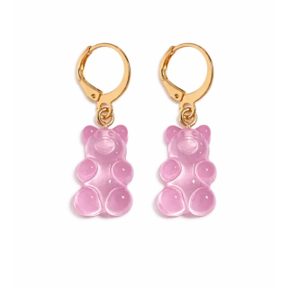 MY BÄR Acryl- Ohrhänger - rosa klar - Messing vergoldet