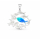Anhänger Fische klein silber mit 1 Fisch blauer opal - 925 Silber