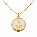 Anhänger Rund weiß mit Anker ohne Kette -...