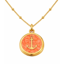 Anhänger Rund orange mit Anker ohne Kette -...