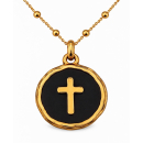 Anhänger Rund schwarz mit Kreuz ohne Kette -...