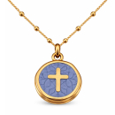 Anhänger Rund dunkelblau mit Kreuz ohne Kette -...