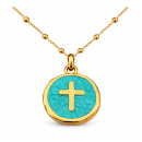 Anhänger Rund türkis mit Kreuz ohne Kette -...