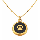 Anhänger Rund schwarz mit Pfote ohne Kette -...
