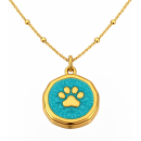 Anhänger Rund türkis mit Pfote ohne Kette -...