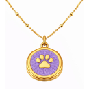 Anhänger Rund lila mit Pfote ohne Kette - Edelstahl...