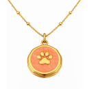 Anhänger Rund orange mit Pfote ohne Kette -...