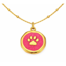 Anhänger Rund rot mit Pfote ohne Kette - Edelstahl...