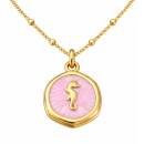 Anhänger Rund rosa mit Seepferdchen ohne Kette -...