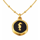 Anhänger Rund schwarz mit Seepferdchen ohne Kette -...