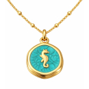 Anhänger Rund türkis mit Seepferdchen ohne...