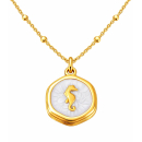 Anhänger Rund weiß mit Seepferdchen ohne Kette...