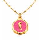 Anhänger Rund rot mit Seepferdchen ohne Kette -...