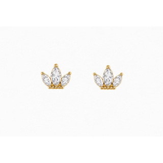 Ohrstecker MY EAR Krone vergoldet mit Zirkonia weiß - Edelstahl 18 K vergoldet