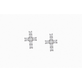 Ohrstecker MY EAR Kreuz silber mit Zirkonia weiß - Edelstahl versilbert