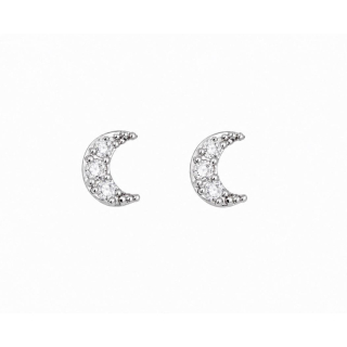 Ohrstecker MY EAR Mond silber mit Zirkonia weiß - Edelstahl versilbert
