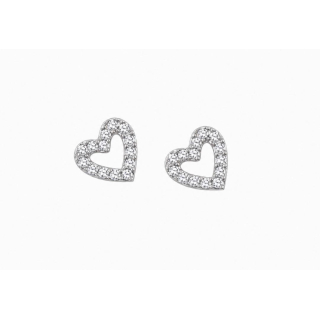 Ohrstecker MY EAR Herz silber mit Zirkonia weiß - Edelstahl versilbert