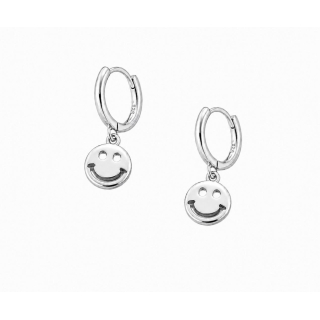Ohrring MY EAR Creole silber mit Smiley Anhänger - Edelstahl  versilbert