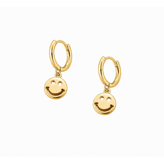 Ohrring MY EAR Creole vergoldet mit Smiley Anhänger - Edelstahl  vergoldet