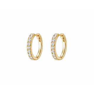 Ohrring MY EAR Creole vergoldet gerade mit Zirkonia weiß - Edelstahl  18 K vergoldet