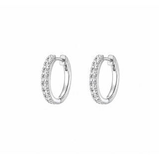 Ohrring MY EAR Creole silber gerade mit Zirkonia weiß - Edelstahl  versilbert
