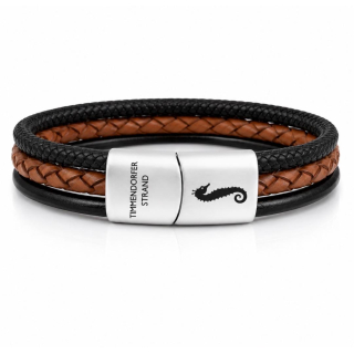 TDS-Coffee-Spirit – Herren Armband aus Segeltau & Leder mit Edelstahl Magnetverschluss mit TDS Seepferdchen- Gravur - excklusive Timmendorfer Strand Kollektion