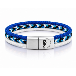 Mehrstrang-Segeltau-Armband 19 cm  „Marina“ – Maritimes Armband mit Edelstahlverschluss & TDS Seepferdchen- Gravur - exklusive Timmendorfer Strand Kollektion