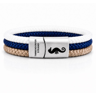 Segeltau Armband "Relax", Unisex, Edelstahl Sicherheits-Magnetverschluss, TDS Seepferdchen- Gravur - exclusive Timmendorfer Strand Kollektion