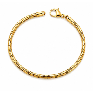 Schlangenarmband dick 3 mm  18 cm lang vergoldet - 925 Silber 18K vergoldet