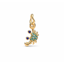 Charm / Anhänger Krebs vergoldet mit blauen und...