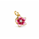 Charm / Anhänger Blüte vergoldet mit roten und...