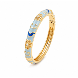 MY ARM Armreif orientalisch hellblau mit Muster - edelstahl vergoldet