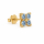 MY EAR Ohrstecker Blume mit blauen Zirkonia - 925 Silber vergoldet