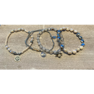 Armband Set 4 er weiß- creme