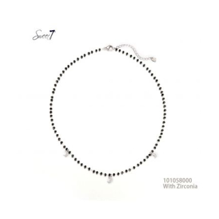 Kette dünn mit Mond silber Zirconia schwarz