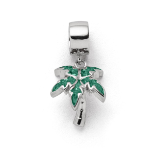 Charm "Palme" Steins.grün. rhod. Silb. 925