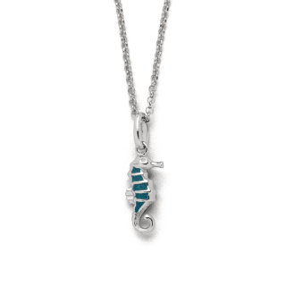 "Seepferd" Steins.blau. 42 cm rhod..Silb. 925