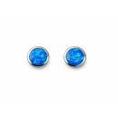 Ohrstecker blauer Opal - Doublette - rund mittel  - 925...