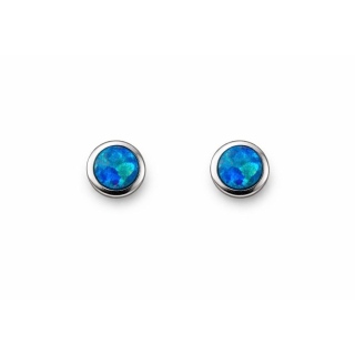 Ohrstecker blauer Opal - Doublette - rund micro - 925 Silber ( Display oben )