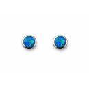 Ohrstecker blauer Opal - Doublette - rund micro - 925...