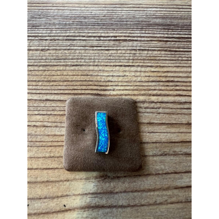 Anhänger blauer Opal-- Doublette - rechteckig gebogen, Welle - 925 Silber