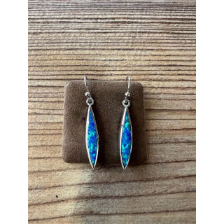Ohrhänger blauer Opal - Doublette - längliches Oval - 925 Silber