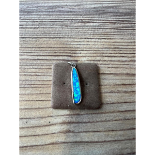 Anhänger blauer Opal-- Doublette - Zapfen gebogen - 925 Silber