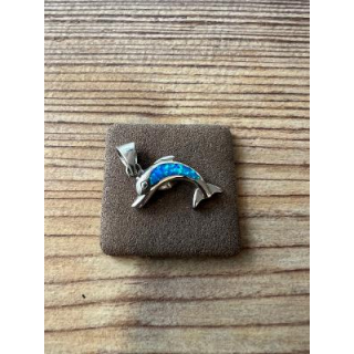 Anhänger blauer Opal-- Doublette - Delphin - 925 Silber