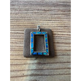 Anhänger blauer Opal-- Doublette - rechteckig mit Loch groß - 925 Silber