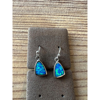 Ohrhänger blauer Opal - Doublette - dreieckig mittel - 925 Silber