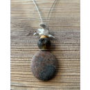 Collier Bernstein Kiesel braun Möwe - 925 Silber