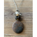 Collier Bernstein Kiesel braun Möwe - 925 Silber
